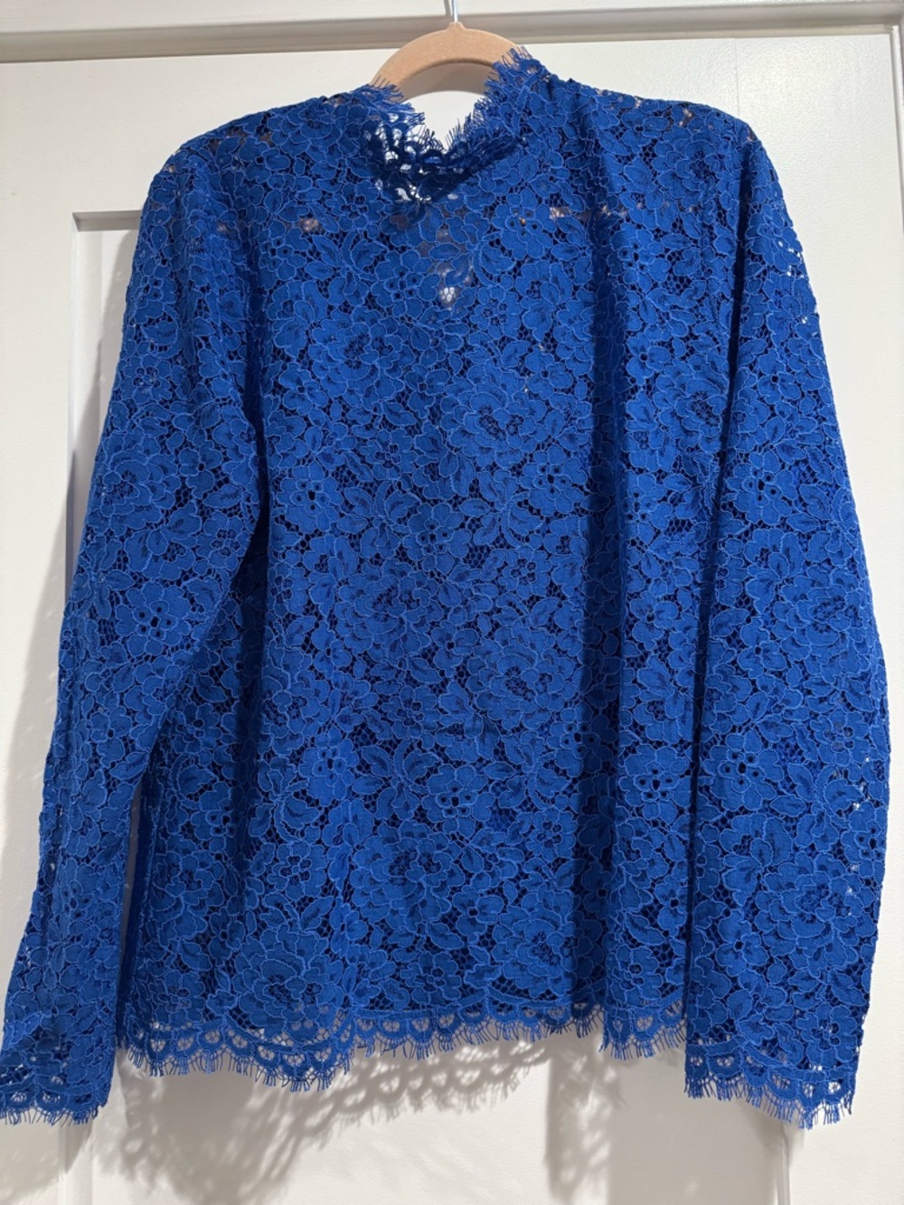 J. Crew Cobalt Blue Lace Long Sleeve Blouse Top